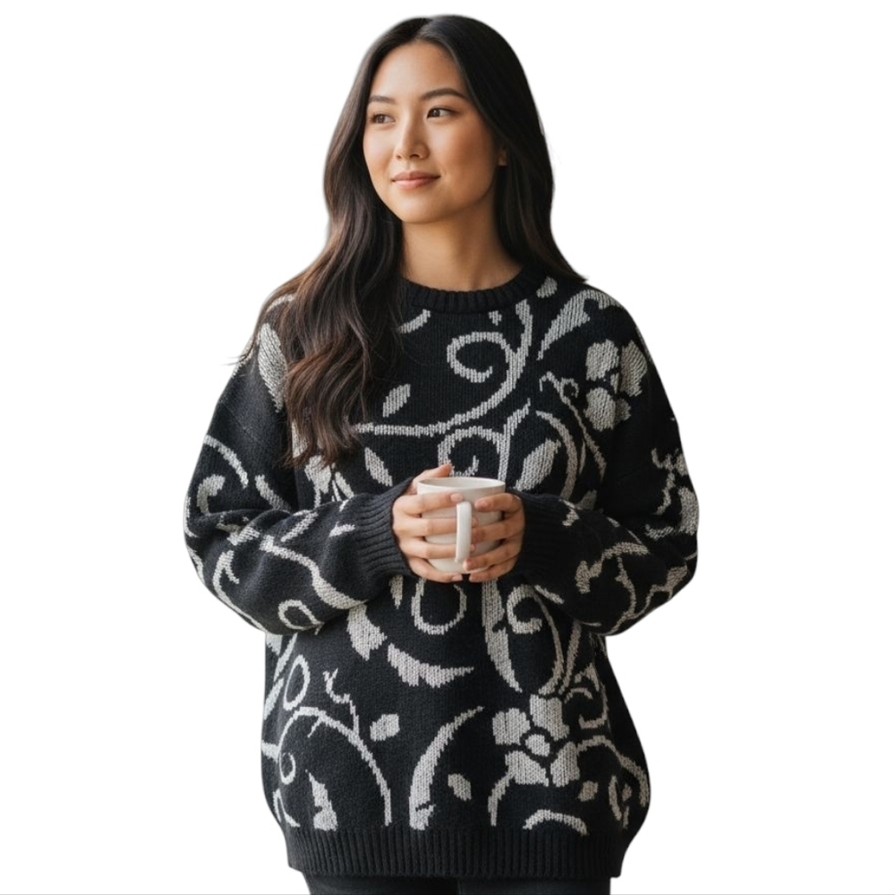 Vintage Y2K Glittery Floral Sweater